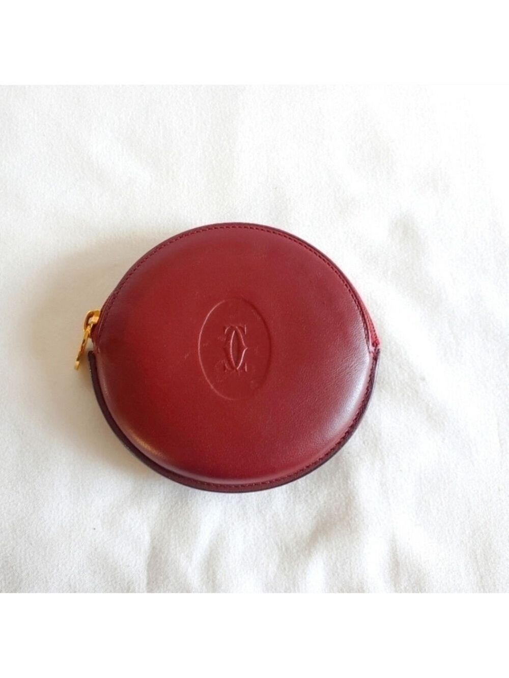 Authentic Cartier Round Leather Coin Case